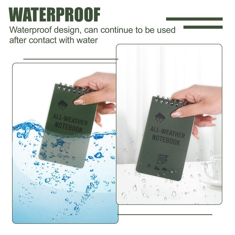 Qiuruoo 6 Pack Waterproof Notepad, 3 x 5 Pocket Notebook,