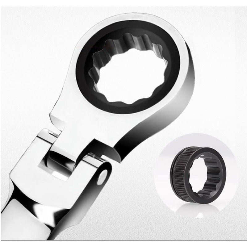 cSeao 7mm Flex-Head Ratcheting Combination Wrench 72-Teeth, Cr-V Constructed, Chrome