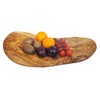 Cleminson Handcrafted Olive Wood Fruit Bowl, Curved Wooden Serving Board