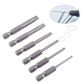6Pcs 50mm 2-6mm Flat Head Slotted Screwdriver Bits Set S2 Magnetic Alloy 0.25 Inch Hex Slotted Screwdriver Bits Screwdriver Bits Flat Head