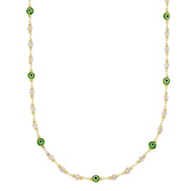 crataly Green Evil Eye Choker Necklace for Women Gold Plated Dainty Evil Eye Necklace Charm with Adjustable for Girls Girlfriend Birthday Valentine's Day Gift, Large, Gold Plated, No Gemstone