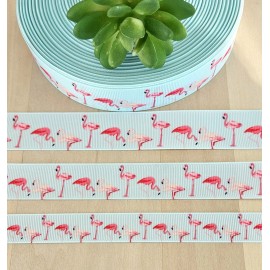 5/8, 7/8 & 1.5" (1 YD) Flamingo Grosgrain Ribbon Pink Flamingo Bird Ribbon - 5/8"