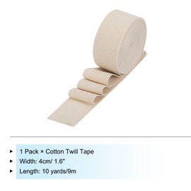 PATIKIL Cotton Twill Tape 4cm 9m Cotton Ribbon Bias Binding Tape Herringbone Webbing Trim for Sewing Gift Wrapping, Cream White