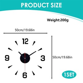 LIUQOBN Modern Design Frameless 3d Diy Wall Clock,Stick On Wall Silent Clock,Suitable For Homes Offices Hotels Bedrooms And Living Rooms（40cm/15.74in ）
