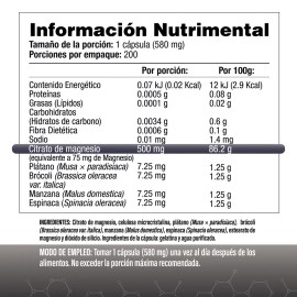 Citrato de Magnesio 500mg - Una cápsula al día - 200 Cápsulas de Fácil Absorción - Citramag S&V