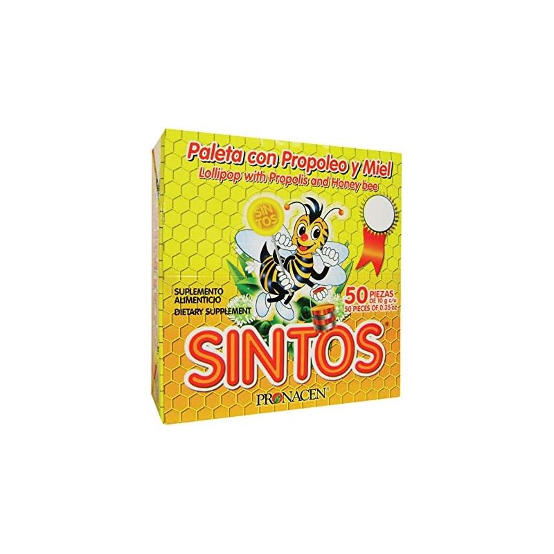 SINTOS Paletas Exhibidor 50 piezas con miel y extractos naturales
