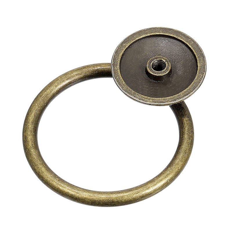 sourcing map 2Pcs Round Ring Pulls, Drawers Knobs Bronze Circle
