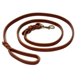 J&J Dog Supplies Leather Dog Training Leash, 4' Long (Burgundy, 3/4" Wide)