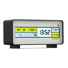 NEWGATE® Futurama Moderner LCD-Wecker – Nachttischuhr – Schreibtischuhr – Digitalwecker – Schlafzimmerzubehör – LCD-Display – Bürouhr – 12/24-Stunden-Anzeige – Weiß