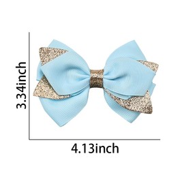 Grosgrain Ribbon Hair Bows for Girls Glitter Hair Bow Clip Blue Grosgrain Ribbon Alligator Hair Clips for Women Bowknot Hair Clip Hair Bow Barrettes Hair Accessories for Girls Bow Hair Clips 2Pcs
