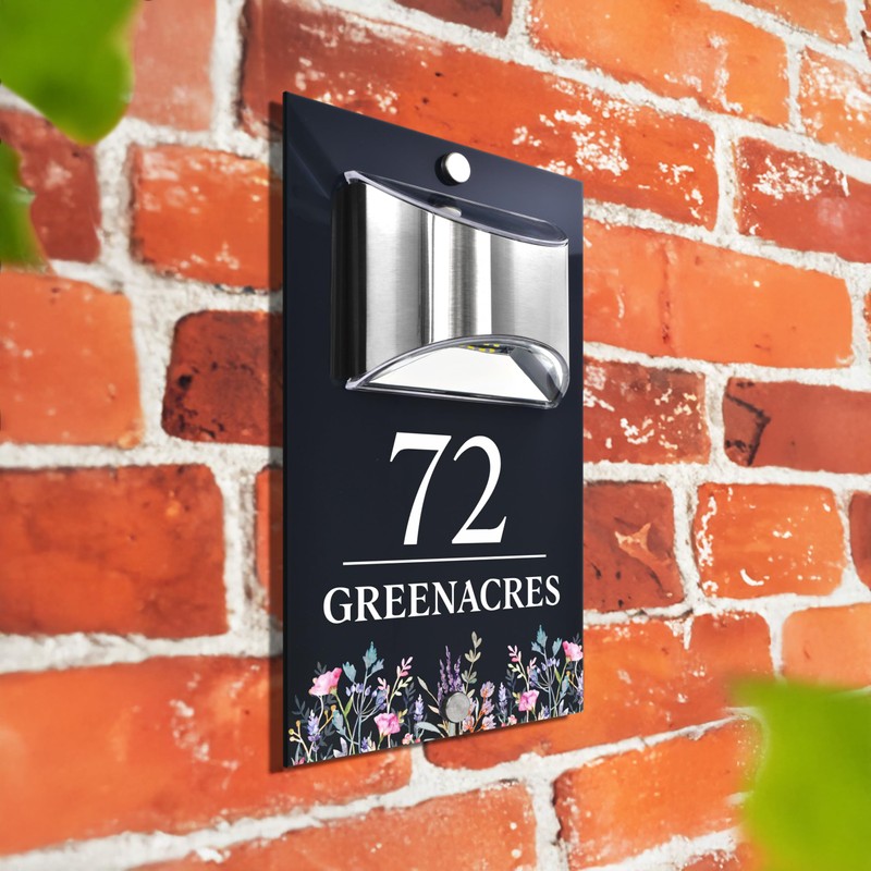 Custom Signs Solar Illuminated Modern Anthracite House Number Sign 24cm