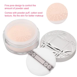 Polvo de ajuste de maquillaje de larga duración Control de aceite mate Polvo suelto Cara Polvo cosmético Polvo translúcido Luz clara Polvo suelto(Blanco)