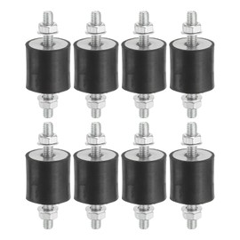 PATIKIL 25x25mm Rubber Studs Shock Absorber, 8 Pcs M6 Rubber Isolator Mounts Cylindrical Anti-Vibration Isolator Mounts with Nuts for Garage Motor Air Compressors Engines (VV Type)