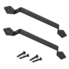 Barn Door Handles - Gate Pulls for Wooden Fences Shed Garage Sliding Door - Pull Handle Rustic Farmhouse Industrial Style - Outdoor Indoor Exterior and Interior Pulls - Black 2pcs (10 inch(2pcs))