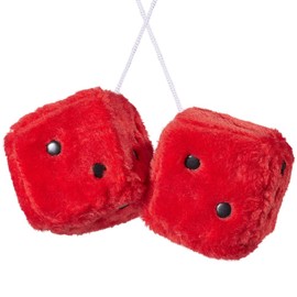 JSCARLIFE Fuzzy Plush Dice 2.95”, Retro Square Plush Hanging Mirror Fuzzy Dices for Car Interior Ornament Decoration (Red)