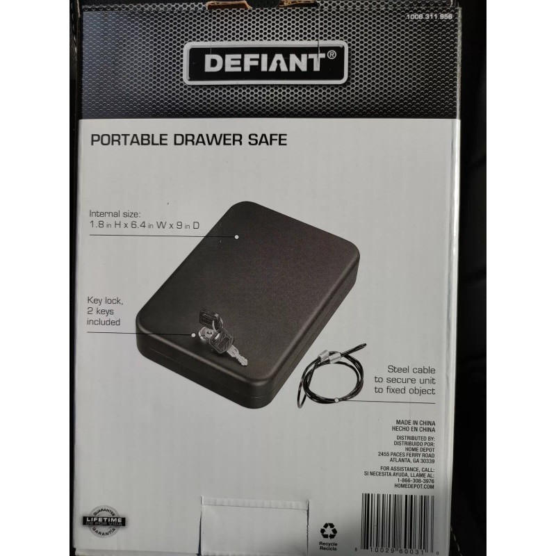 DEFIANT Portable Drawer Safe: KEY LOCK