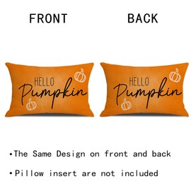 wyooxoo Fall Pillow Covers 12x20 Inch, Hello Pumpkin Autumn Throw Pillow Covers Thanksgiving Pillowcase for Sofa Couch Bedroom Outdoor Farmhosue Cushion Home Decoration (12" x 20", Orange)