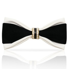Sequin Velvet Bow Tie for Men, Leather Two-tone Mens Bow Tie Adjustable Pre-Tied Bowtie Men for Wedding Party Prom