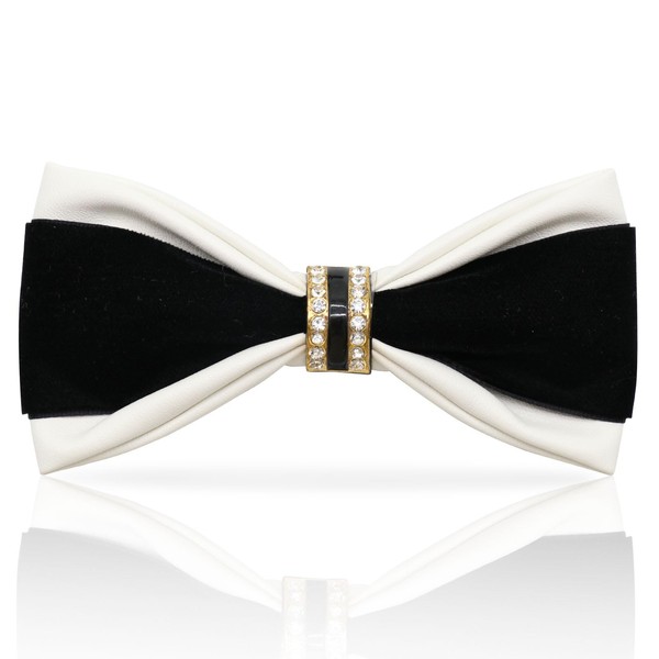 Sequin Velvet Bow Tie for Men, Leather Two-tone Mens Bow