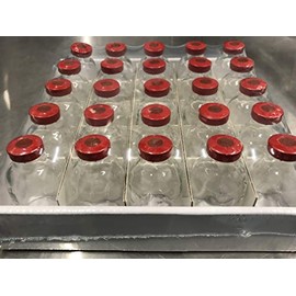 30ml Sterility and Endotoxin Tested Clear Vial with Red Aluminum Seals 25pk Shrink Wrapped in Tray Box