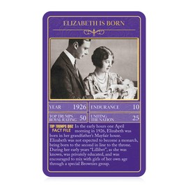 Top Trumps HM Queen Elizabeth II Limited Editions Card Game, learn about 30 key moments of Her Majesty including her Corgis, horses and Jubilee celebrations, for players aged 6 plus
