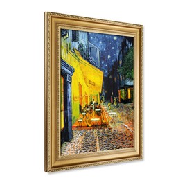 IPIC - Cafe Terrace at Night Vincent Van Gogh Paintings, Giclee Canvas Print Wall Art with Solid Wood Frame for Home Decor, Pic size:20x16, Framed size:24.75x20.75