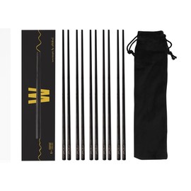 WHATAKANT - Sumoringer Stainless Steel Chopsticks, Set of 10 in Black, Sustainable & Reusable Sushi Sticks with Velvet Bag to Go, Japanese Chopsticks, Dishwasher Safe, 23 cm Length