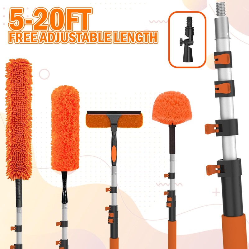 LAANPOLE 26FT High Reach Duster Cleaning Kit with Extension Pole,