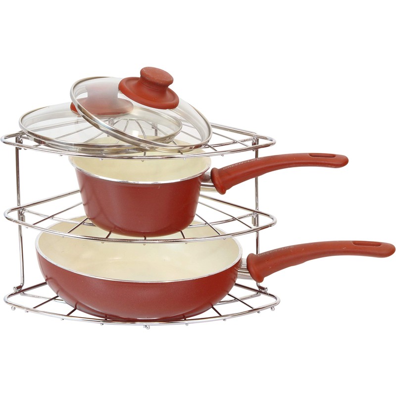 3-Tier Counter Corner Shelf Organizer, Chrome