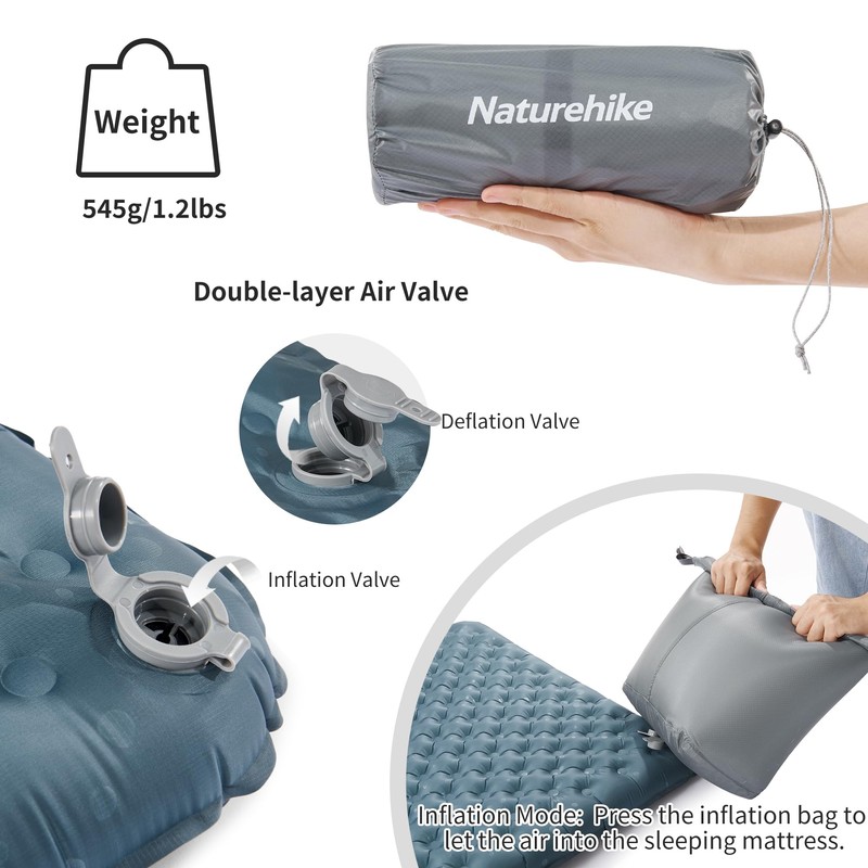 Naturehike 3.5 R-value camping sleeping pad 4 seasons ultralight self-inflating