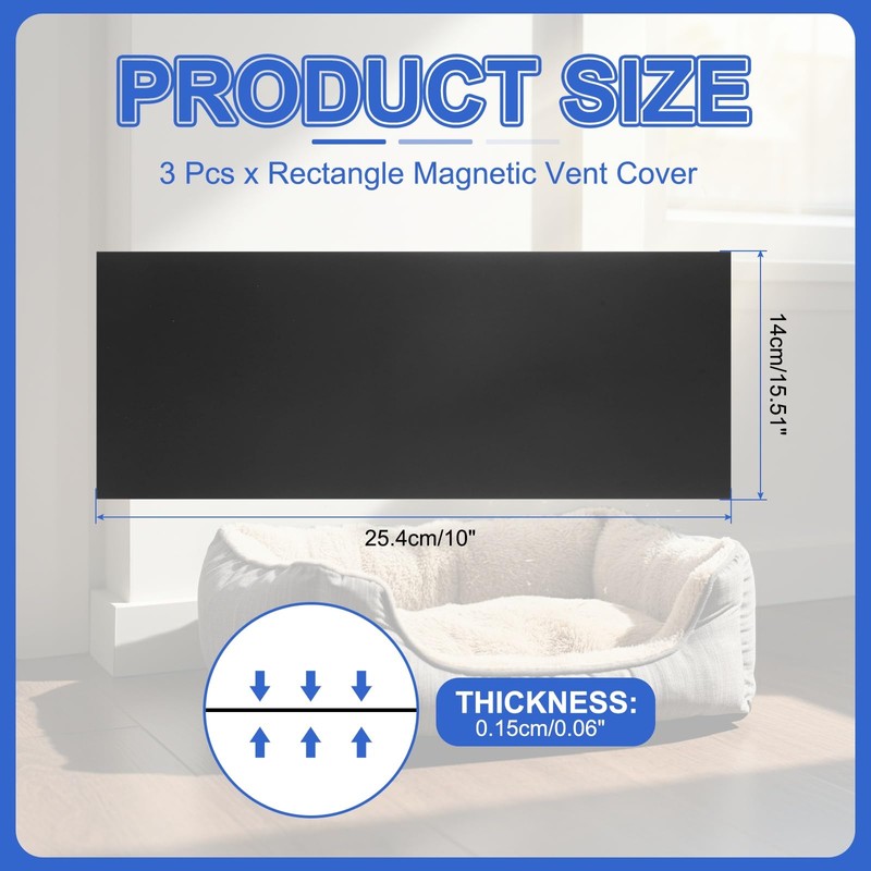 PATIKIL Rectangle Magnetic Vent Covers 10x5.5 Inch, 3 Pcs Floor