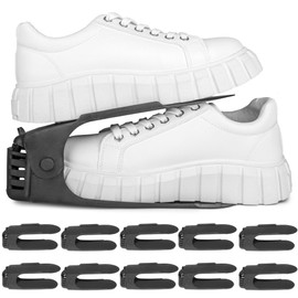 SULPO Shoe Slot, Pack of 10 Shoe Organisers, Black, Shoe Storage, Space-saving, Practical Shoe Stacker for Order and Space Saving