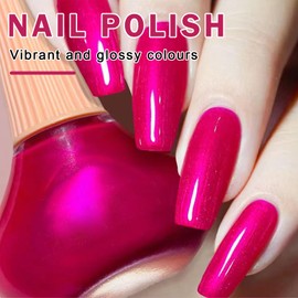 QIUFSSE Hot Pink Nail Polish Quick Dry,Long Lasting Nail Polish Super Lustrous Effect for Nail Art Salon Home,Esmaltes Para Uñas,0.41 fl oz(03 Hot Pink)