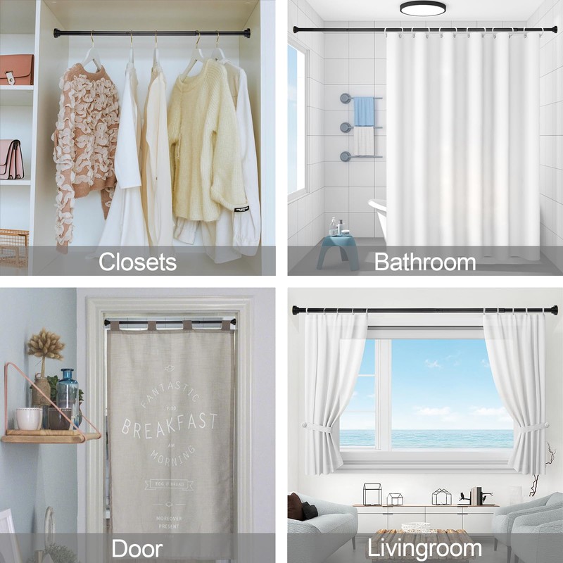 Thestoa Shower Curtain Rod Adjustable 43-92 inch, 1"Diameter Spring Tension