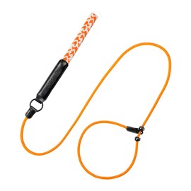 Raipult Slip Lead Dog Leash, 6FT Heavy Duty Nylon Braided Rope Loop Leash with Comfortable Leather Handle, Training Leads for Small Medium Dogs,Orange
