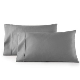 Abripedic Standard Size Pillowcases, Gray, 100% Cotton Pillowcases, Cool Cotton Sateen, Smooth Solid Pattern Weaved Pillowcases