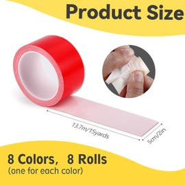 Loccmat 8 Pack Rainbow Colored Duct Tape,15 Yards x 2 Inch Duct Tape,Waterproof Heavy Duty Tapes,No Residue, Tear by Hand,Colorful Craft Tapes for Packaging,Labeling,DIY Projects,Arts & Crafts