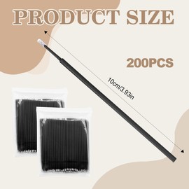 200PCS Micro Brushes Black Disposable Micro Applicator Brushes for Eyelash Extensions, Eyeliner Cleaning, Nail Art & Makeup Application