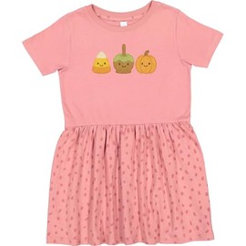 inktastic Cute Fall Candy Corn Caramel Apple Pumpkin Faces Toddler Dress 5-6 Mauve with Speckles 46402