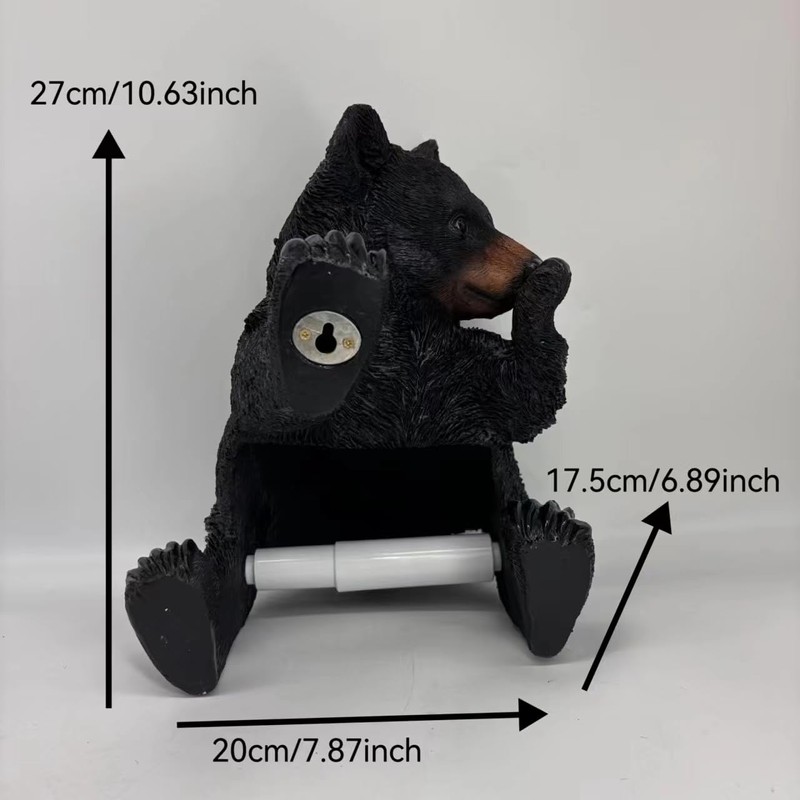 Yaoemei Bear Toilet Paper Holder, Bear Cub Tissue Holder Rack