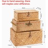 Pack of 3 Wicker Storage Baskets with Lid, Rattan Storage