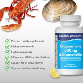 Glucosamin 500mg & Chondroitin - 120 kapseln - Versorgung für 40 Tage - SimplySupplements