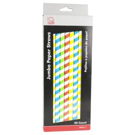 Chef Craft Eco Jumbo Paper Straws, 9.75 inch 50 Piece Set, Spiral