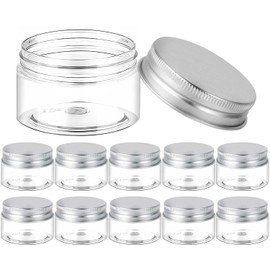 SenseYo 10 Pack 1 OZ Plastic Small Travel Container Jars with Lids for Creams (Silvery)
