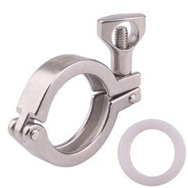 DERNORD Tri-clamp Stainless Steel 304 Single Pin Heavy Duty Tri Clamp with Wing Nut for Ferrule TC with 1 pc Silicone Gasket (1.5" Tri-clamp+Silicone Gasket)