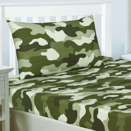 Price Right Home Army Camouflage Green Kids/Teens Bedroom Range - Duvet Cover Set, Fitted Sheet Set & Curtains Available (Double Fitted Sheet Set)