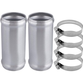 AC PERFORMANCE 1.75" (45mm) OD Aluminum Alloy Hose Joiner Silicone Pipe Connector Bead, 4" Length with 304 SS Clamps, Pack of 2