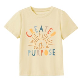 Kids Christian Shirt Toddler Created with a Purpose Shirt Boys Girls Bible Verse Religious Clothes Outfits Tees 7 Years