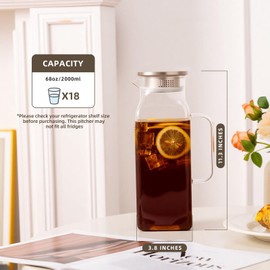 Vekonn Glass Water Pitcher with Lid and Spout, 2L/68 Ounces Heat Resistant Borosilicate Glass Carafe, Temperature Safe
