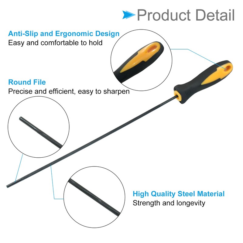 Cjueiom Chainsaw File 3.2mm Round Sharpening Files with Plastic Handle